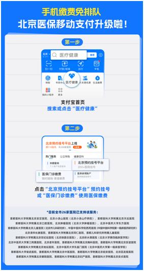 用支付宝缴费免排队，北京26家医院医保移动支付升级！