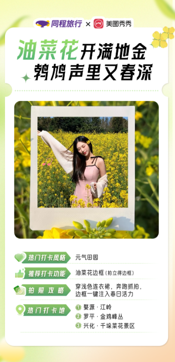 赏花打卡热度上涨39%，同程旅行x美图秀秀发布春季赏花打卡指南