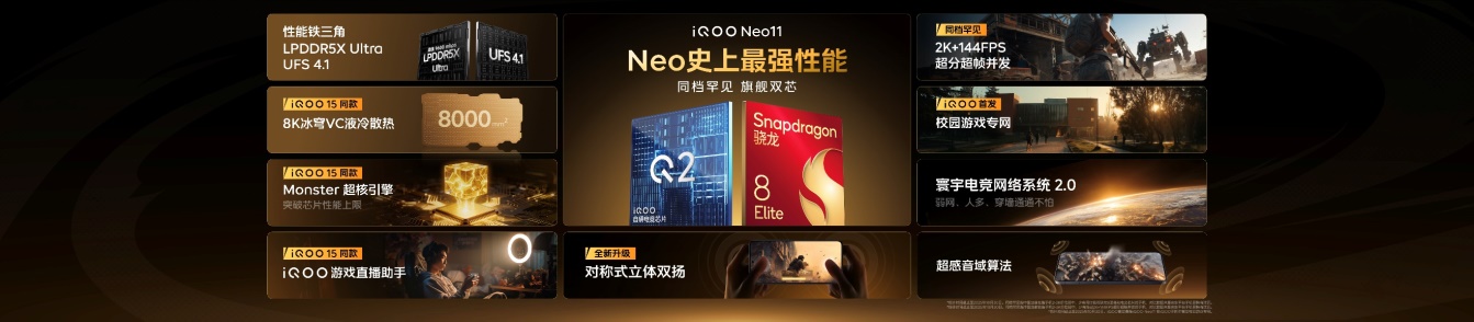 2K屏新生代性能旗舰 iQOO Neo11发布,到手仅2599元起售