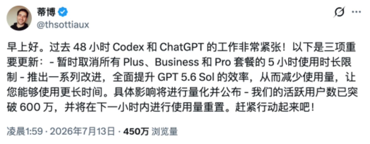 每天增长100万用户，Codex总算扬眉吐气了