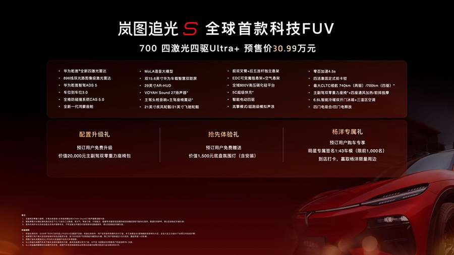 30.99万!岚图追光S正式预售 杨洋当场下订成001号车主 30.99万!岚图追光S正式预售 杨洋当场下订成001号车主