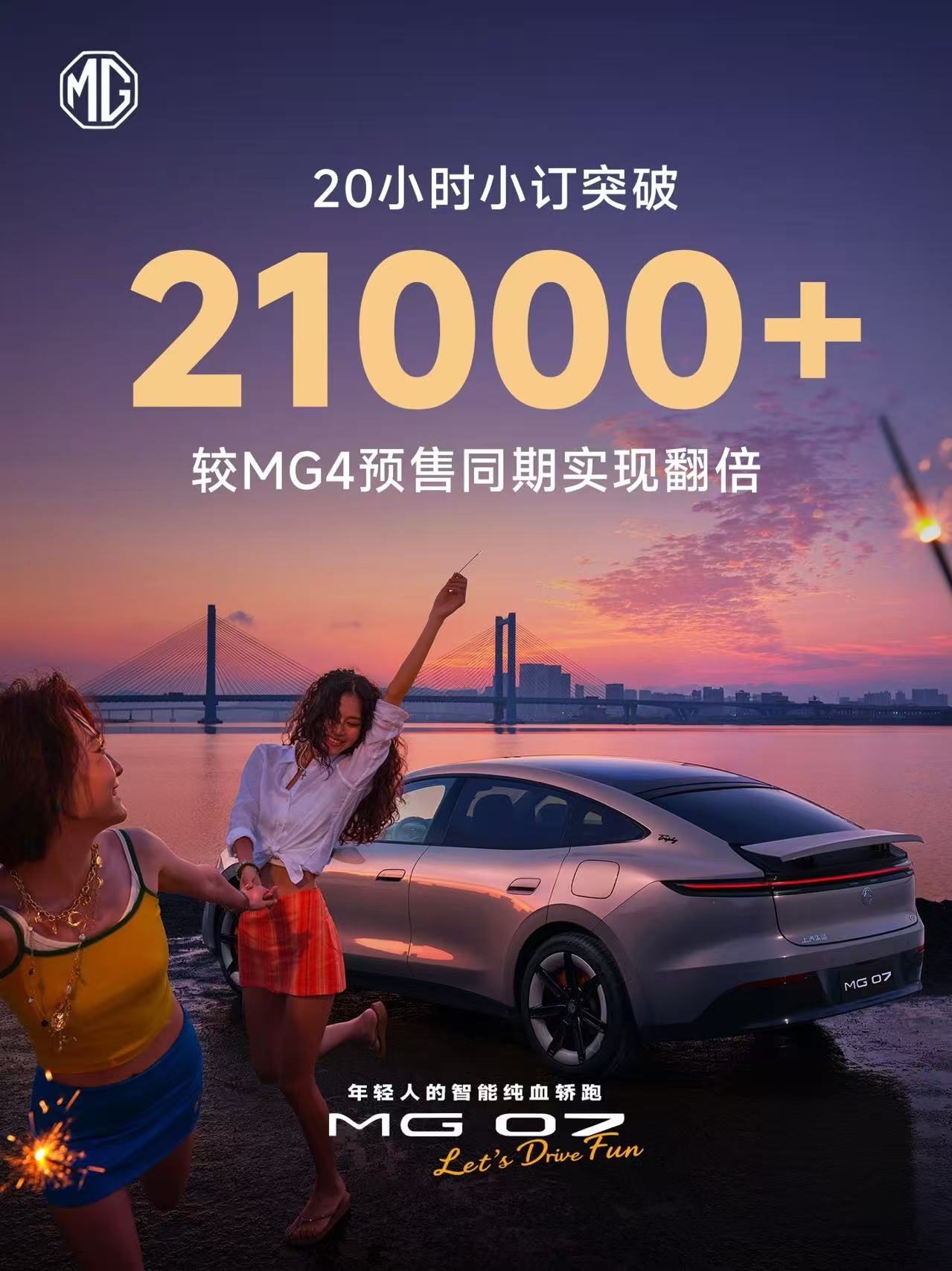 仅12.59万元起，中型纯电轿跑MG 07预售20小时小定破2.1万台