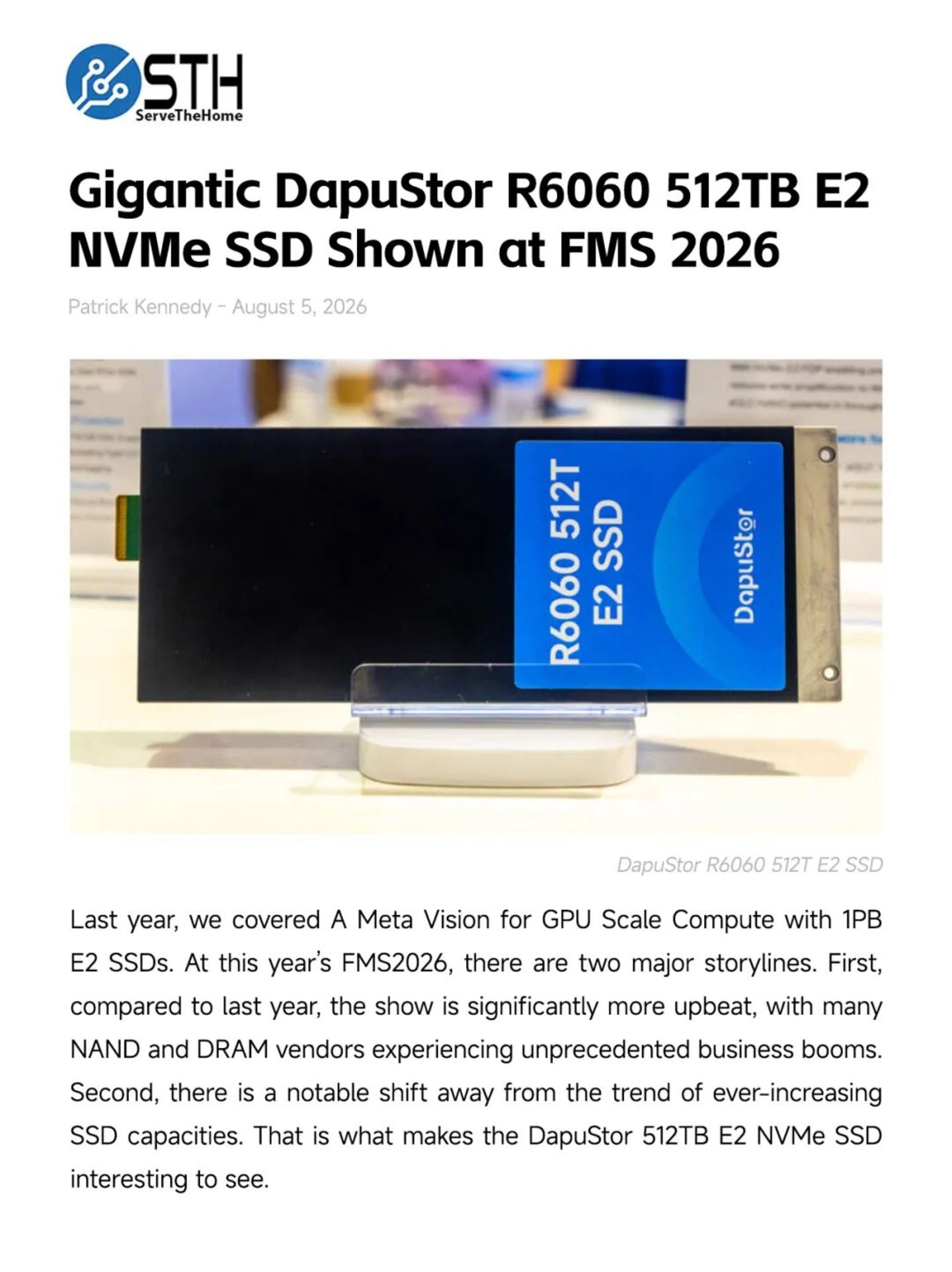 大普微携业界最大容量512TB QLC SSD亮相美国OCP,获得广泛关注 大普微携业界最大容量512TB QLC SSD亮相美国OCP,获得广泛关注
